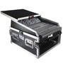 ProX T-6MRSS13ULT combo rack flight case — 6U rack and 13U slant top mixer case with laptop shelf