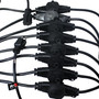 ProX XC-MEP12-529 52Ft. 12/3AWG 120VAC Male to 9 Female Socket Outlets Black Power-Extension Cord W-Covers