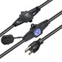 ProX XC-MEP12-529 52ft 12/3 AWG power extension cord with 9 female socket outlets and protective covers for stage lighting and truss systems.