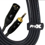 ProX mini jack to XLR-M cable — 5ft audio cable combining stereo to mono for professional sound systems