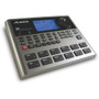 Alesis SR18 advanced drum machine — portable rhythm workstation with over 500 drum sounds, bass synth, velocity-sensitive pads, built-in effects, and MIDI connectivity.