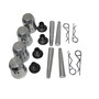 ProX truss connector hardware kit — base plate connectors with conical fittings, connector pins, and safety pins