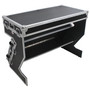 Professional mobile DJ table with folding Z-legs, recessed handles, and Honeycomb Digital finish.