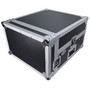 Professional 4U rack case with removable lids, steel rack rails, and laptop tray.