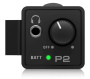 Behringer Powerplay P2 Ultra-Compact Personal In-Ear Monitor Amplifier — rugged metal housing, smooth rotary volume control, 3.5mm output for in-ear monitors or headphones, locking XLR/TRS combo input, belt clip included.
