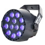 Eliminator Mini Par UV LED — compact blacklight fixture with 12x1W LEDs, DMX control, portable UV stage lighting