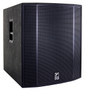 Yorkville NX18SP 18-inch powered subwoofer with black birch cabinet, metal grille, and side handles, designed for professional live sound reinforcement.