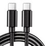 Braided USB type C charging cable — durable 6 foot USB-C to USB-C data and charging cable