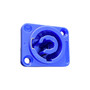 PowerCON NAC3MPA panel mount plug — blue power in chassis connector for professional audio and lighting equipment