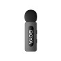 BOYA BY-V1 wireless microphone system with USB-C receiver and compact clip-on transmitter for smartphones