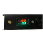 Professional AC power distribution box featuring digital voltmeter and amperage displays.