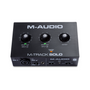 M-Audio M-Track Solo USB Audio Interface — compact 2-in/2-out recording interface with Crystal mic preamp, phantom power, and USB bus power for singer-songwriters and podcasters.