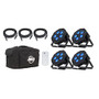 ADJ Mega Flat Hex Pak 4x RGBWA+UV Par Package with Cables and Bag