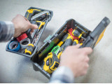 Stanley STA175515 basic toolbox with yellow metal latches and lid organisers
