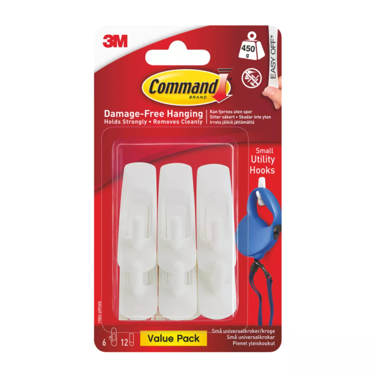 Command Small Utility Hooks Value Pack (12 Hooks) (3M17002VALUE)