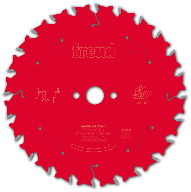Freud Wood Circular Saw Blade 160mm x 16mm x 2.4mm x 24T (F03FS09673)