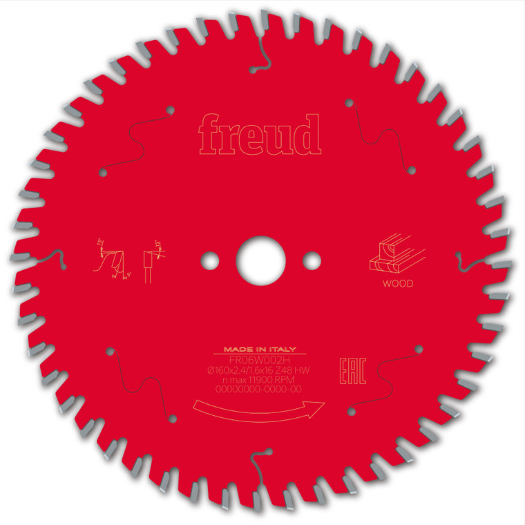 Freud Wood Circular Saw Blade 160mm x 16mm x 2.4mm x 48T (F03FS09674)