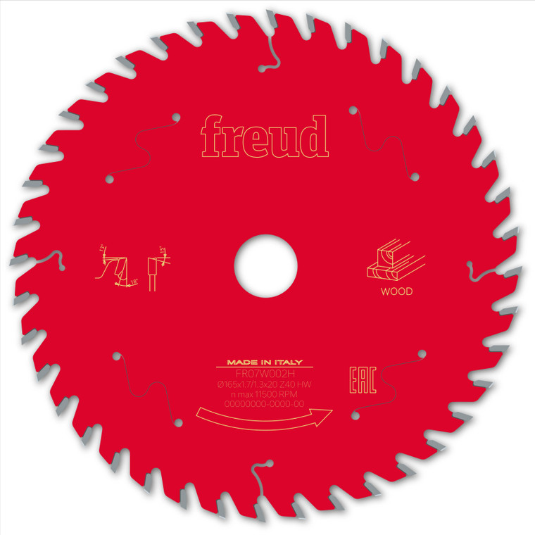 Freud Wood Circular Saw Blade 165mm x 20mm x 1.7mm x 40T