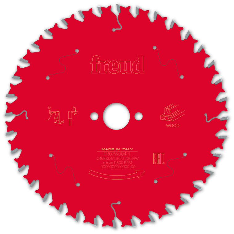 Freud Wood Circular Saw Blade 165mm x 20mm x 2.4mm x 36T (F03FS09689)