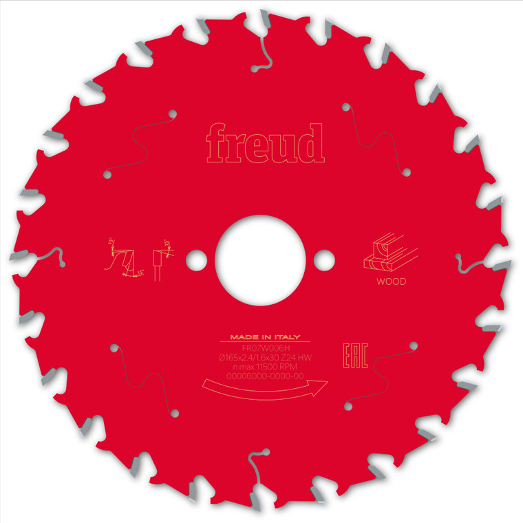 Freud Wood Circular Saw Blade 165mm x 30mm x 2.4mm x 24T (F03FS09691)