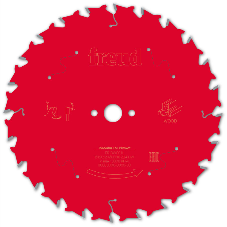 Freud Wood Circular Saw Blade 190mm x 16mm x 2.4mm x 24T (F03FS09712)