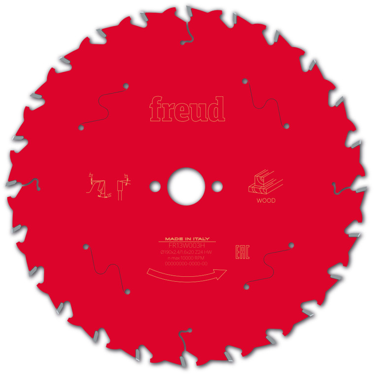 Freud Wood Circular Saw Blade 190mm x 20mm x 2.4mm x 24T