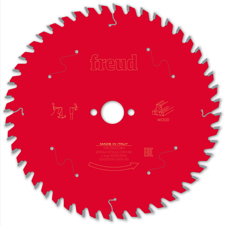 Freud Wood Circular Saw Blade 190mm x 20mm x 2.4mm x 48T (F03FS09715)