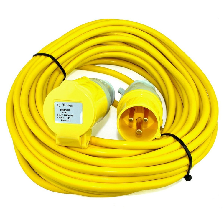 16A 1.5mm 14M 110v (Yellow) Extension Lead