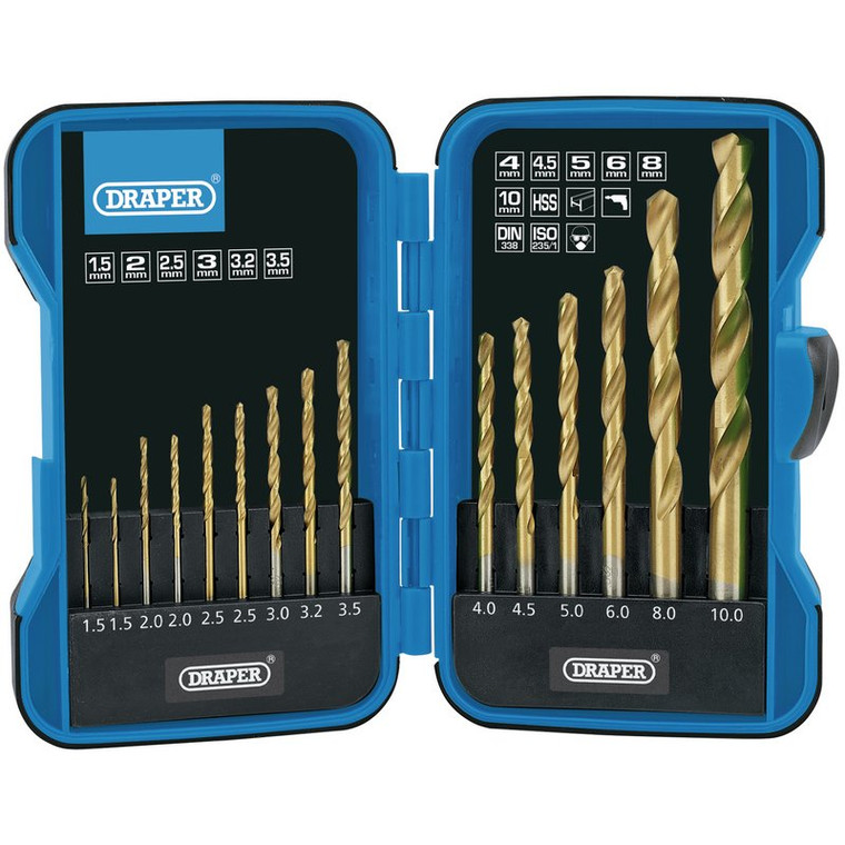 Draper 15 Piece Titanium Nitride Coated HSS Drill Bit Set