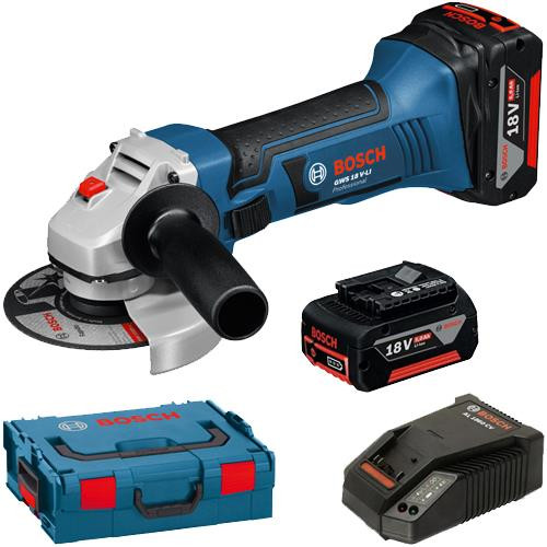 Bosch GWS 18 V-LI 18V Angle Grinder 2 x 5Ah Batteries