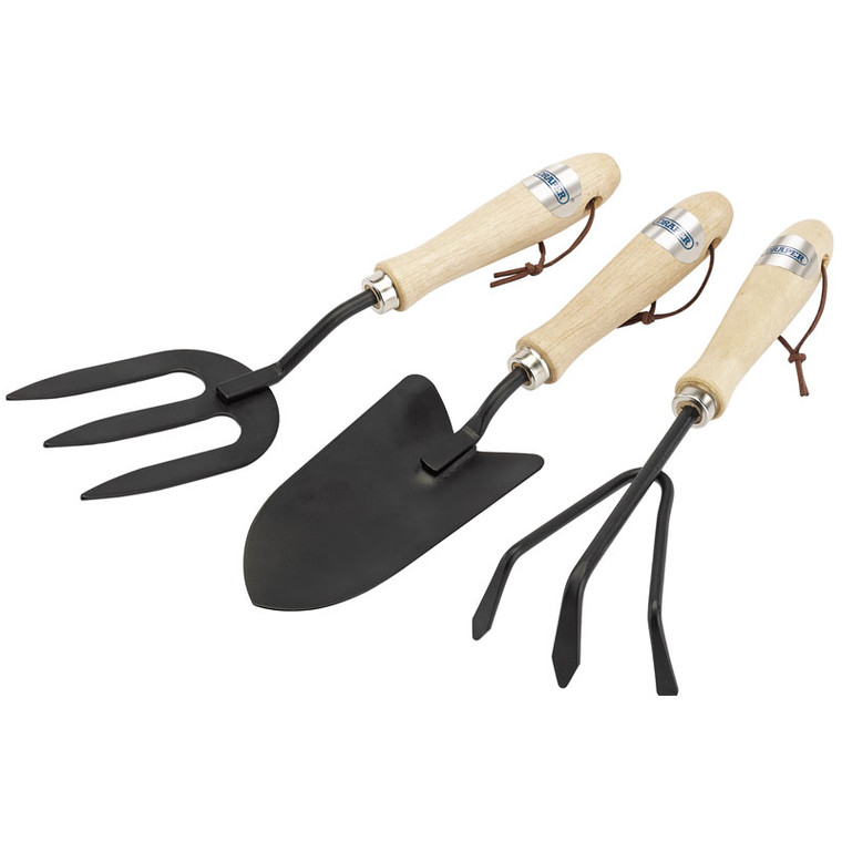 Draper 3 Piece Carbon Steel Fork, Trowel And Cultivator Set (83993)