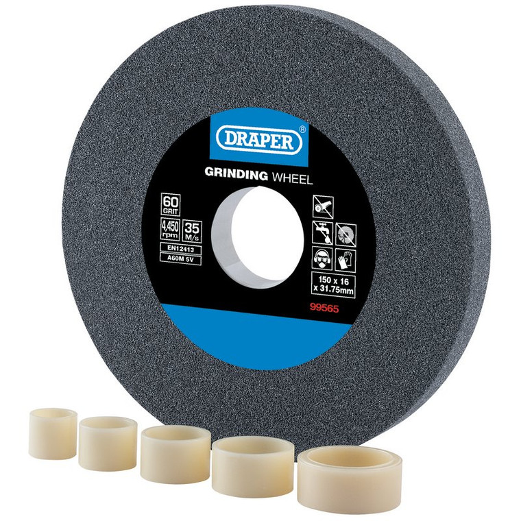 Draper 150 x 16mm Aluminium Oxide Grinding Wheel (60 Grit) (99565)