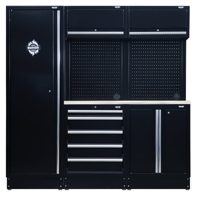 BUNKER® Modular Storage Combo With Stainless Steel Worktop (11 Piece)