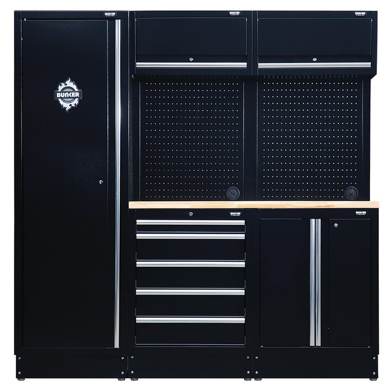 BUNKER® Modular Storage Combo With Hardwood Worktop (11 Piece)