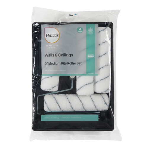 Harris Seriously Good Wall & Ceiling 9in Roller Set & 4 Sleeves