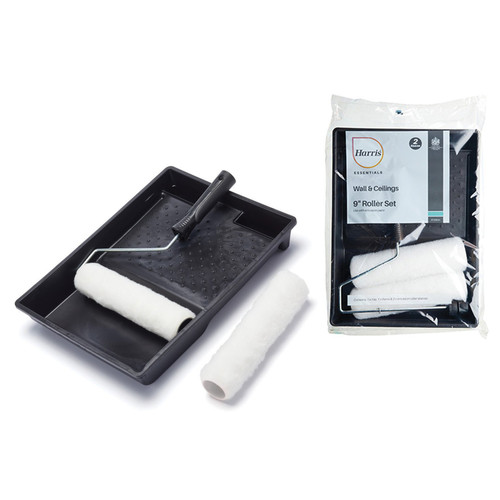 Harris Essentials Wall & Ceiling 9in Roller Set & 2 Sleeves