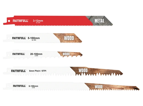 Faithfull Sabre Saw Blade Set, 15 Piece