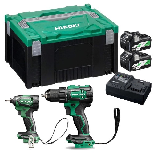 Hikoki KC18DE 2 Piece 18V Tool Kit, 2x 5.0Ah 18V MV Batteries, Charger & Case