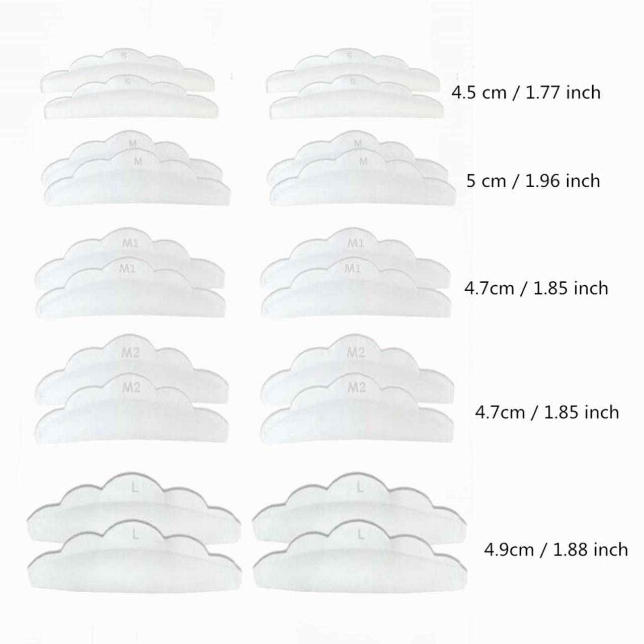 Transparent 5 Sizes/Bag S M M1 M2 L Eyelash Lift Curl Shields Pads