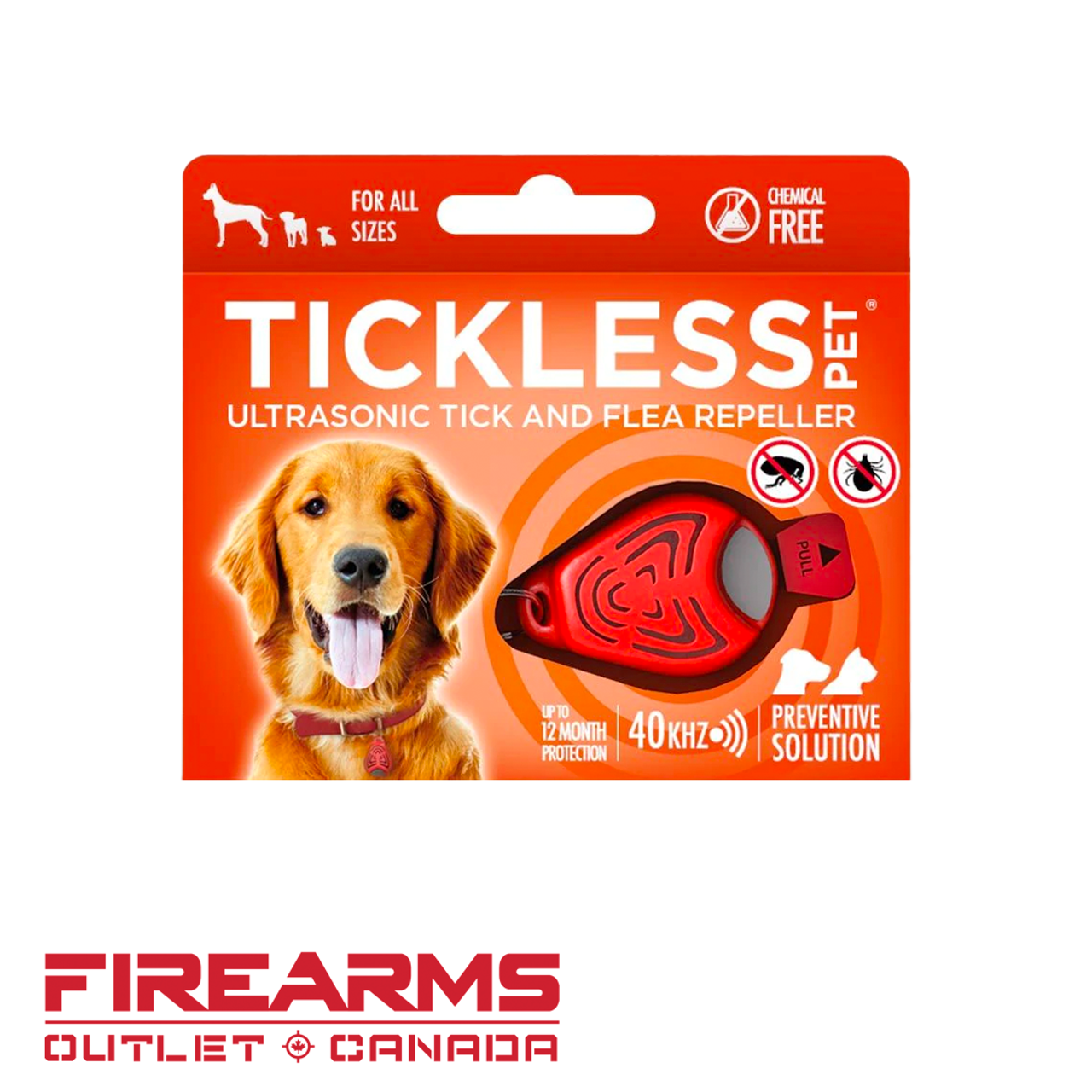 Tickless Ultrasonic Tick and Flea Repeller for Pets - Orange [PRO-101OR]