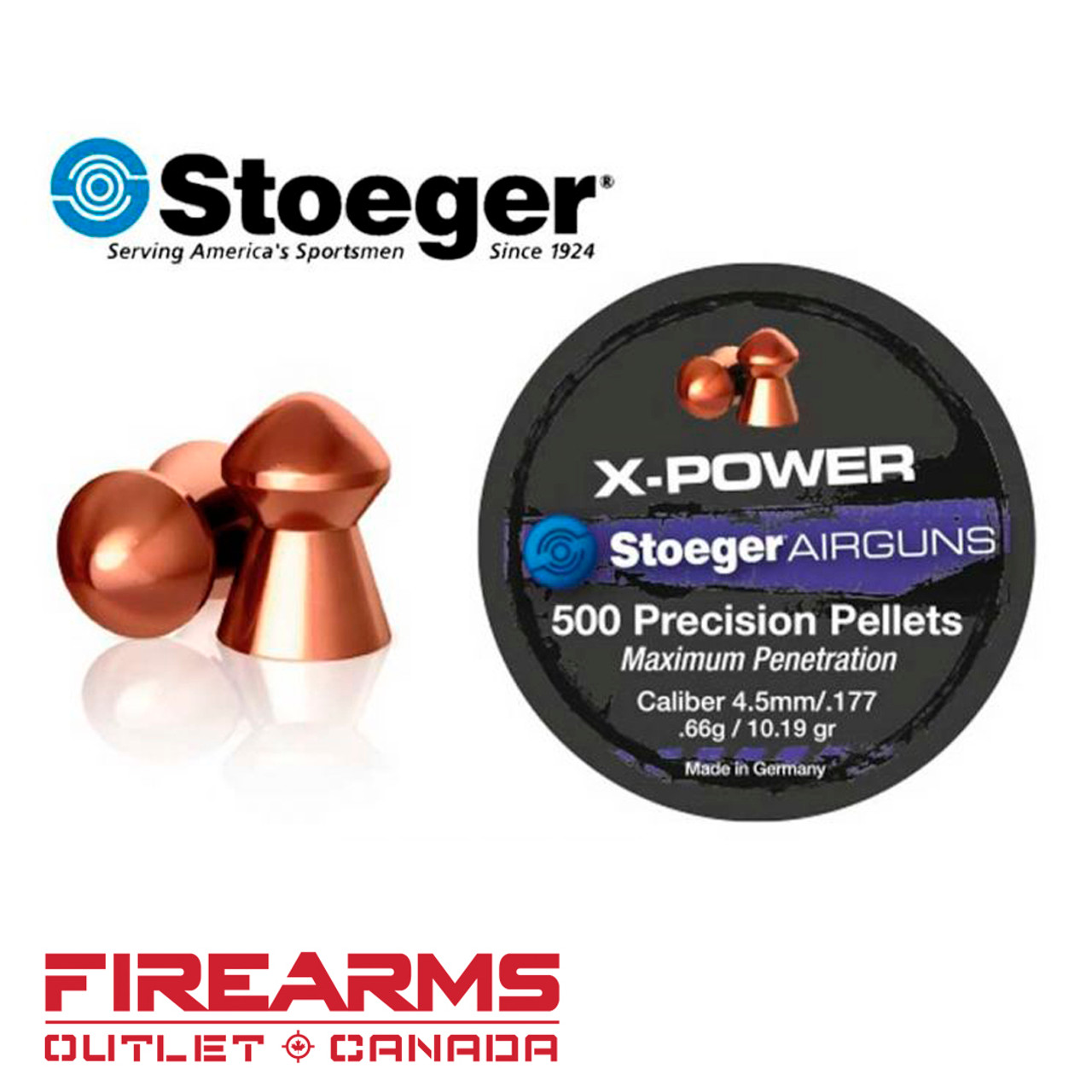 Stoeger X-Power Precision Pellets - .177 Cal, .66g / 10.19gr, 500 Ct. [545055]