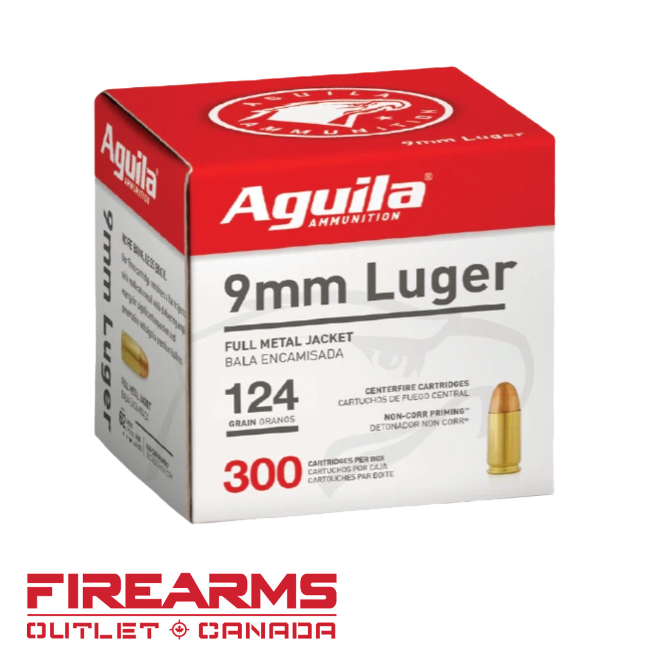 Aguila Ammunition - 9mm, 124gr, FMJ, Case of 300 [1E092108]