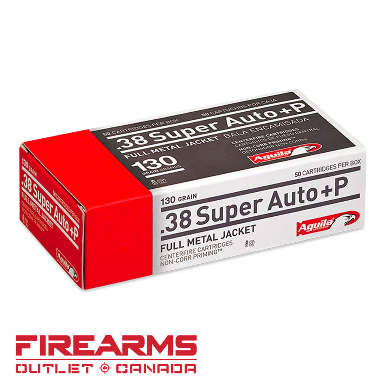 Aguila Ammunition - .38 Super Auto, 130gr, FMJ, +P, Box of 50 [1E382112]
