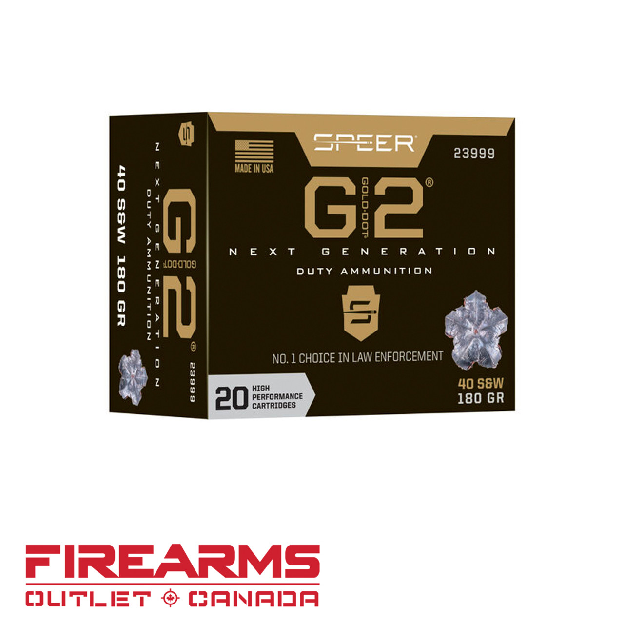 CCI Speer LE Gold Dot G2 - .40 S&W, 180gr, JHP, Box of 20 [23999]