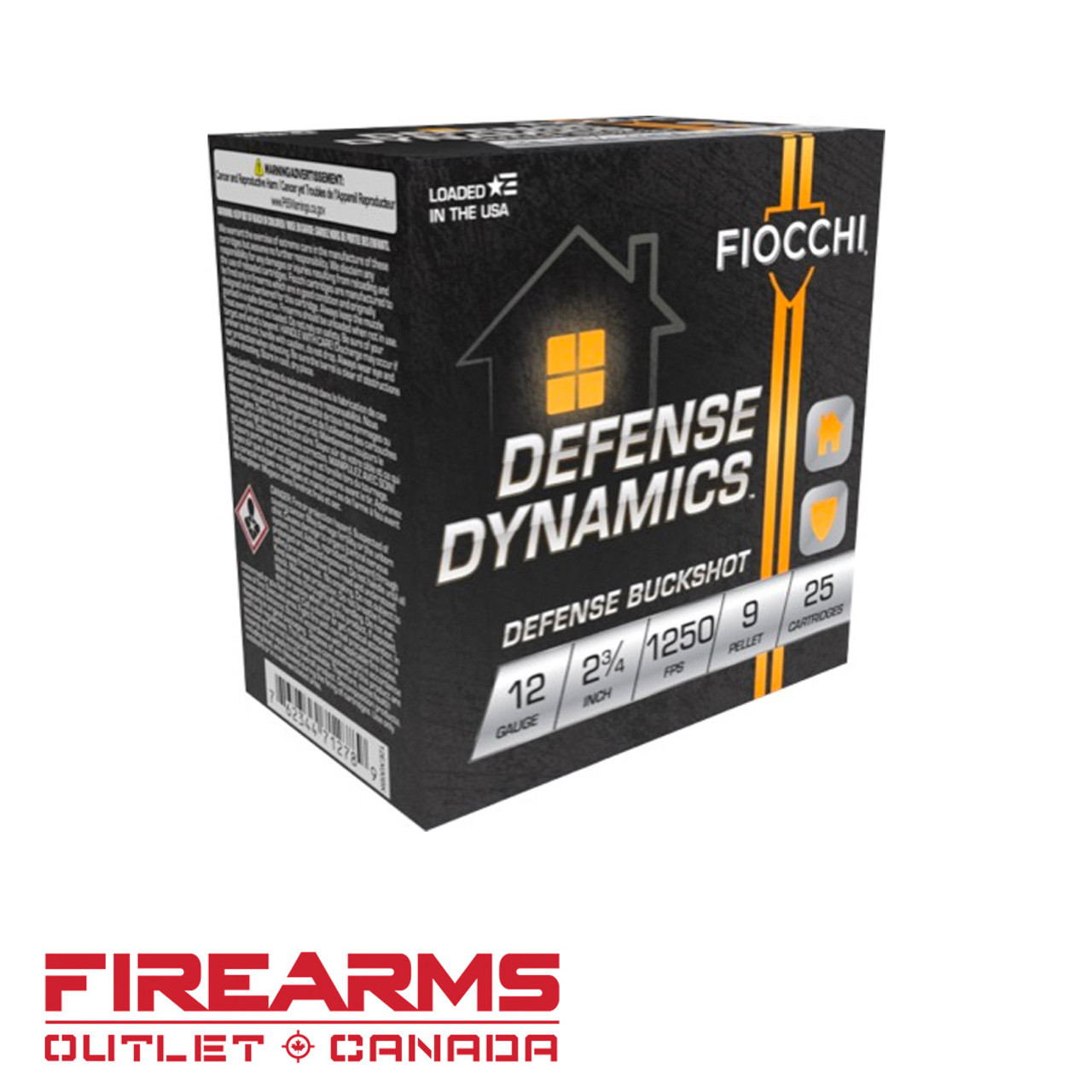 Fiocchi Defense Dynamics Ammunition - 12GA, 2-3/4", 00 Buck, 9 Pellet, Box of 25 [12EX00BK]