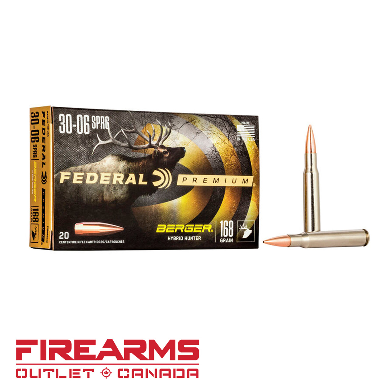 Federal Premium - .30-06 Springfield, 168gr, Berger Hybrid Hunter, Box of 20 [P3006BCH1]