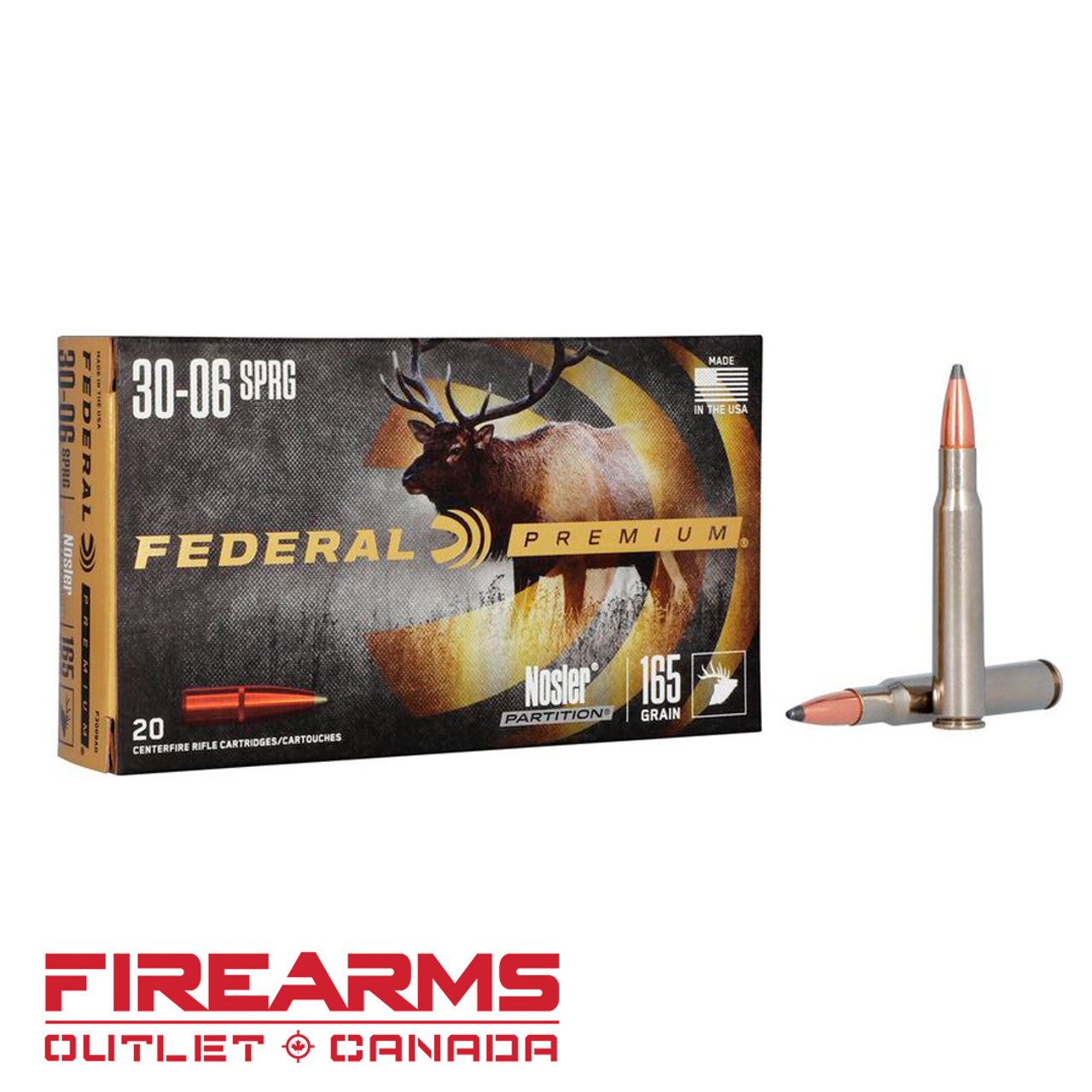 Federal Nosler Partition - .30-06 Springfield, 165gr, NP, Box of 20 [P3006AD]