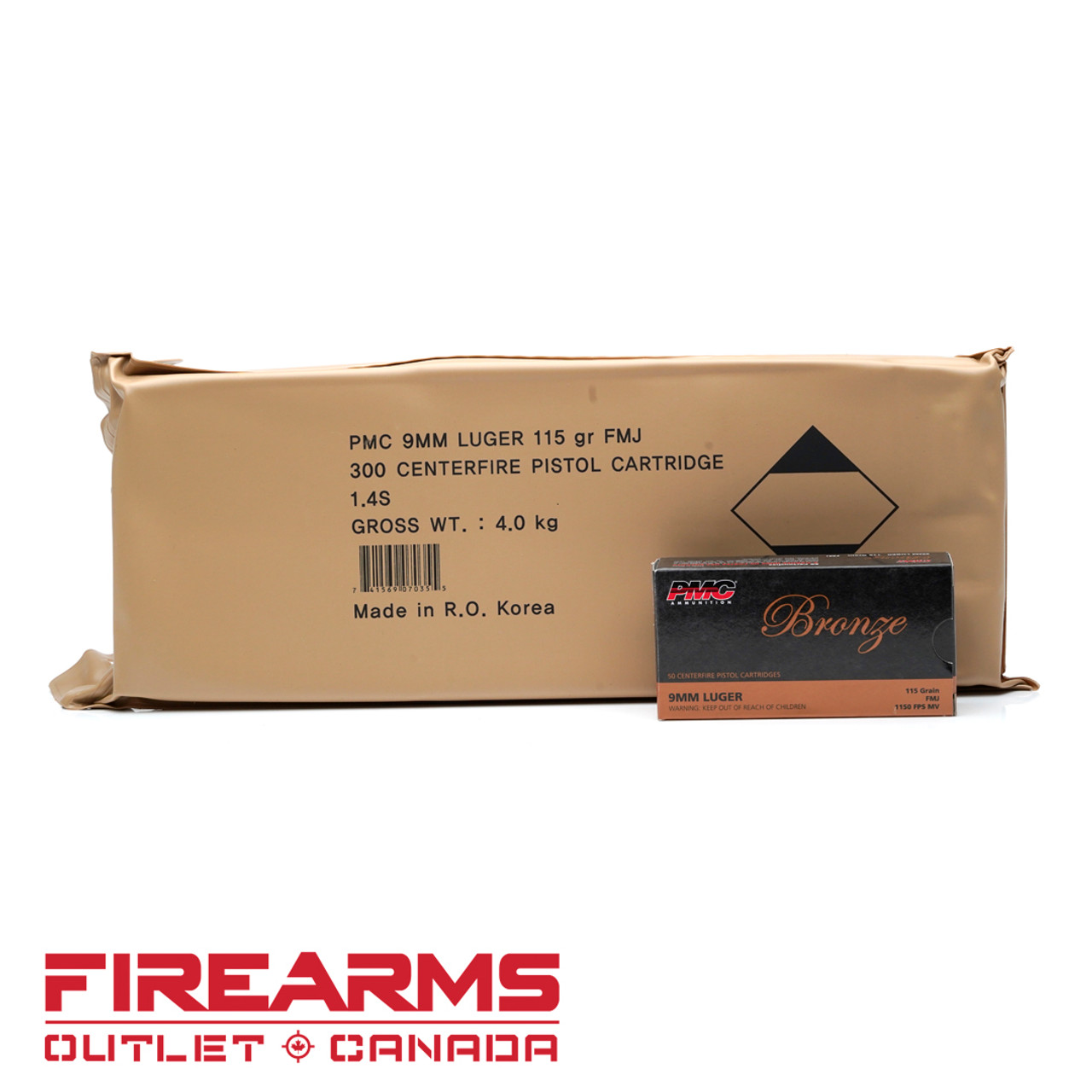 PMC Bronze - 9mm, 115gr, FMJ, Battle Pack of 300 [PMC9A-BP]