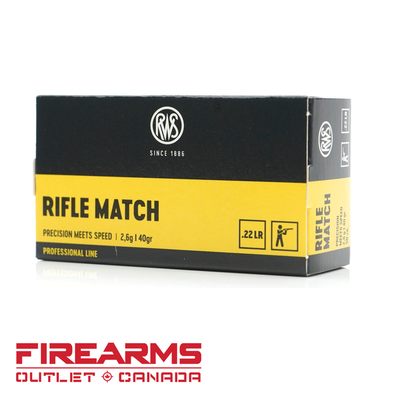 RWS Rifle Match Ammunition - .22LR, 40gr, LRN, Box of 50 [WR21000093]