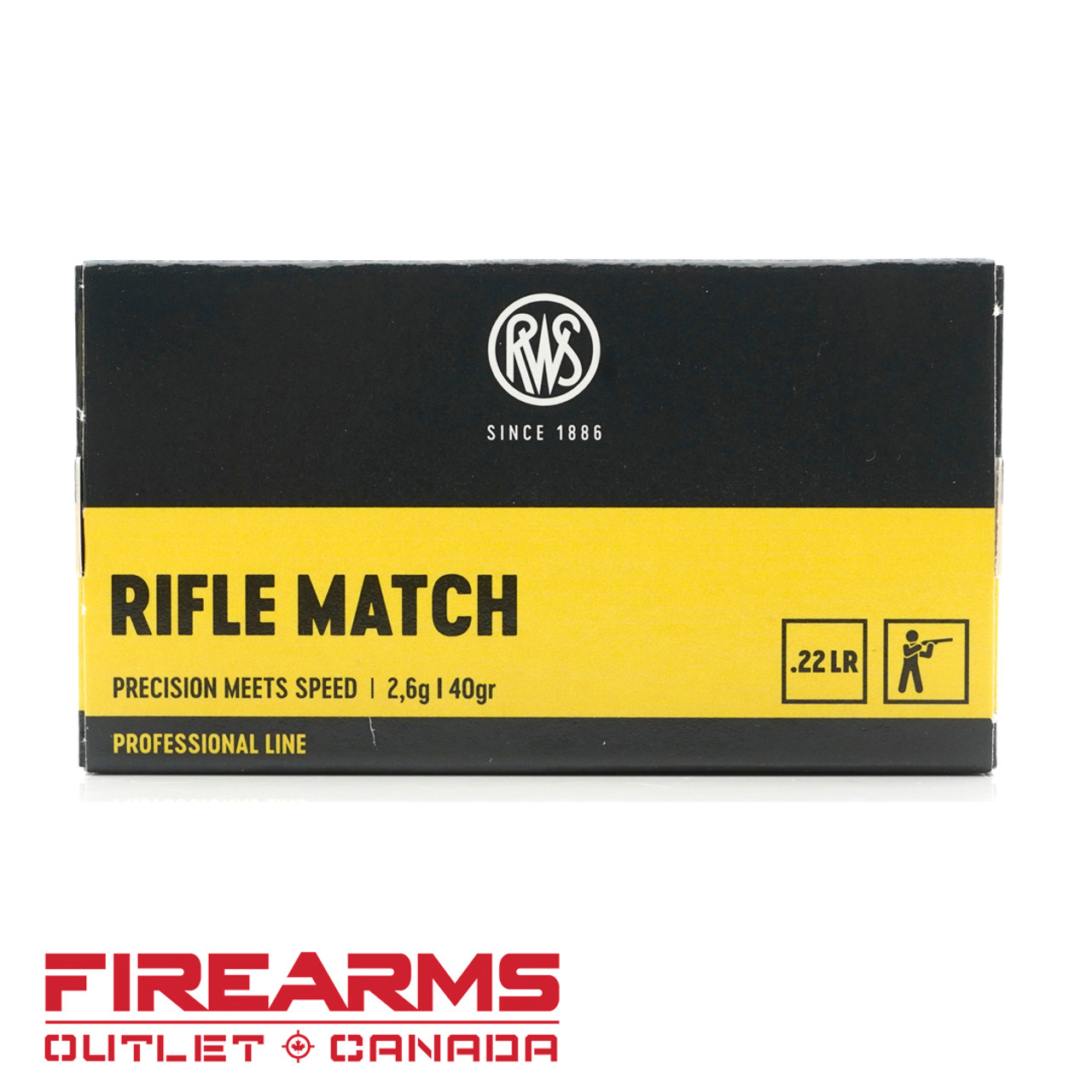 RWS Rifle Match Ammunition - .22LR, 40gr, LRN, Box of 50 [WR21000093]